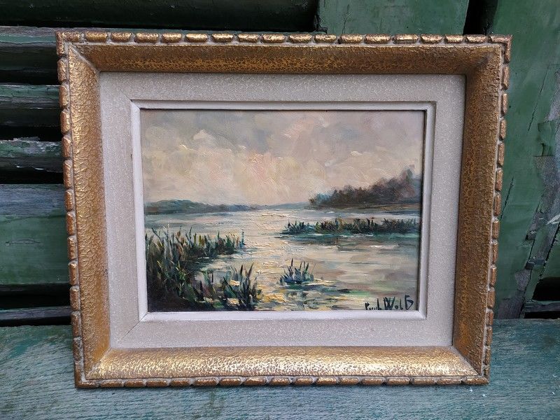 Tableau Paysage Lacustre Sign� Paul Wolf 80 Loches (37)