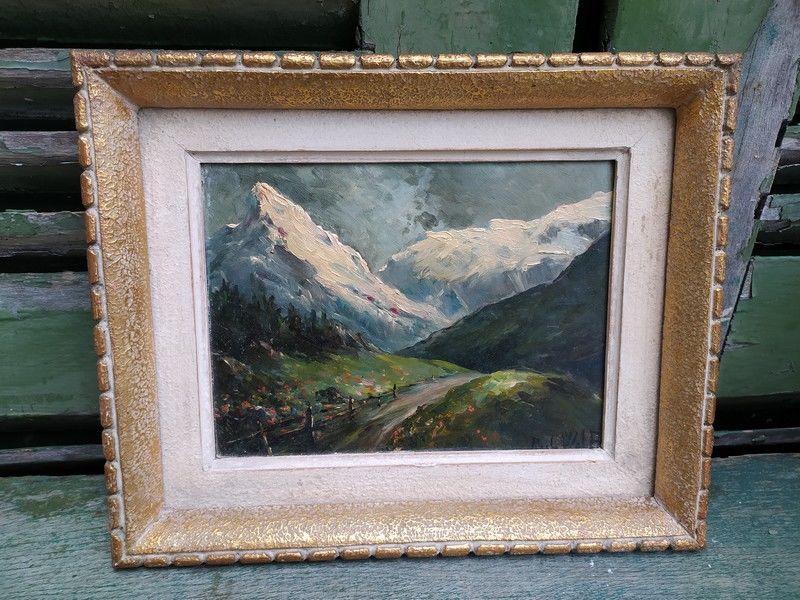 Tableau Paysage de Montagne Sign� Paul Wolf 80 Loches (37)