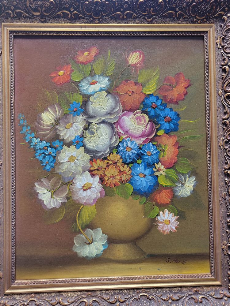 Tableau peint bouquet de fleurs de l'artiste G.Mose 50 Saint-Quentin (02)