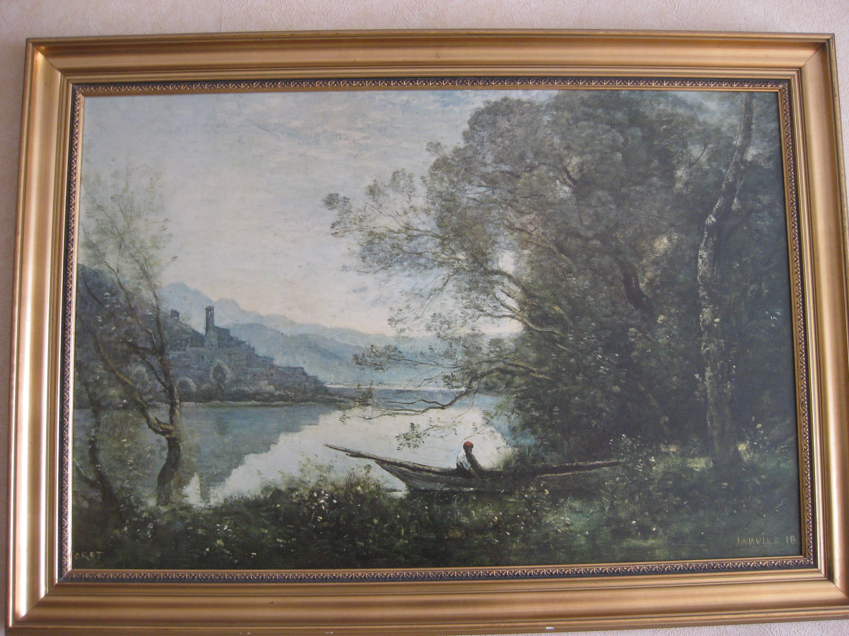 Tableau du peintre Camille COROT   Lac de Terni : Le passeur 0 Bourg-en-Bresse (01)