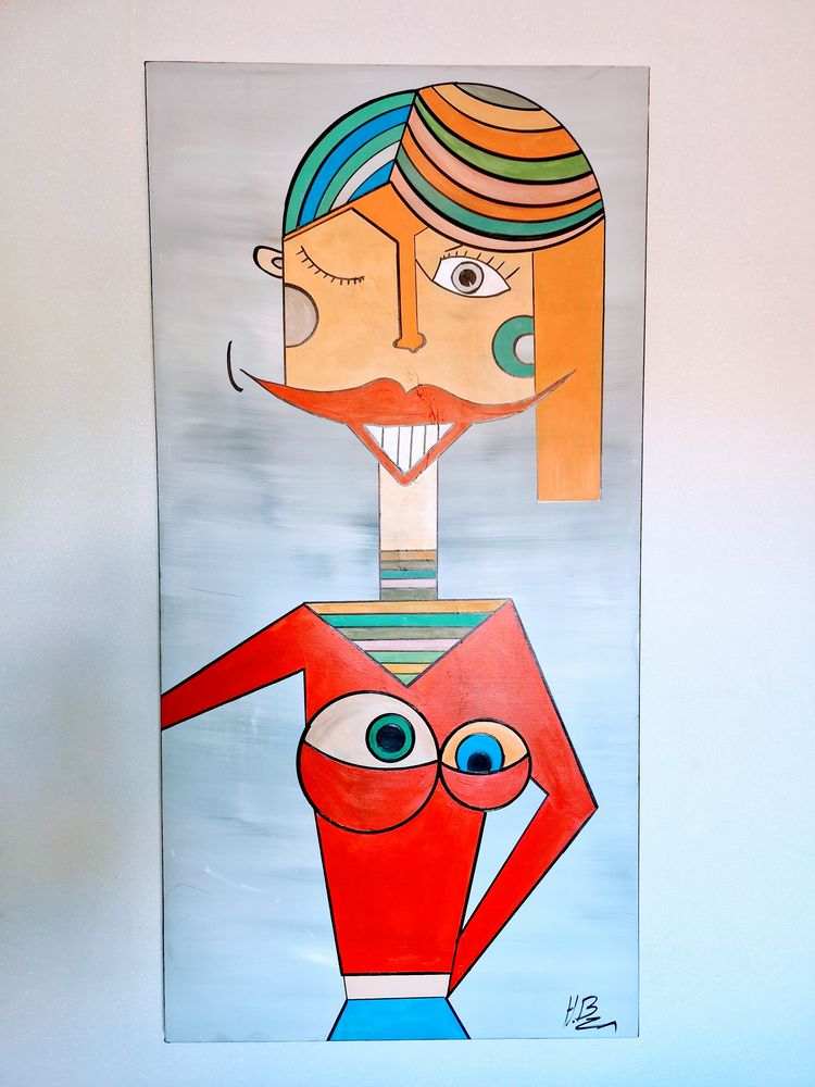 Tableau peinture acrylique Charming girl, fait a la main 150 Fameck (57)