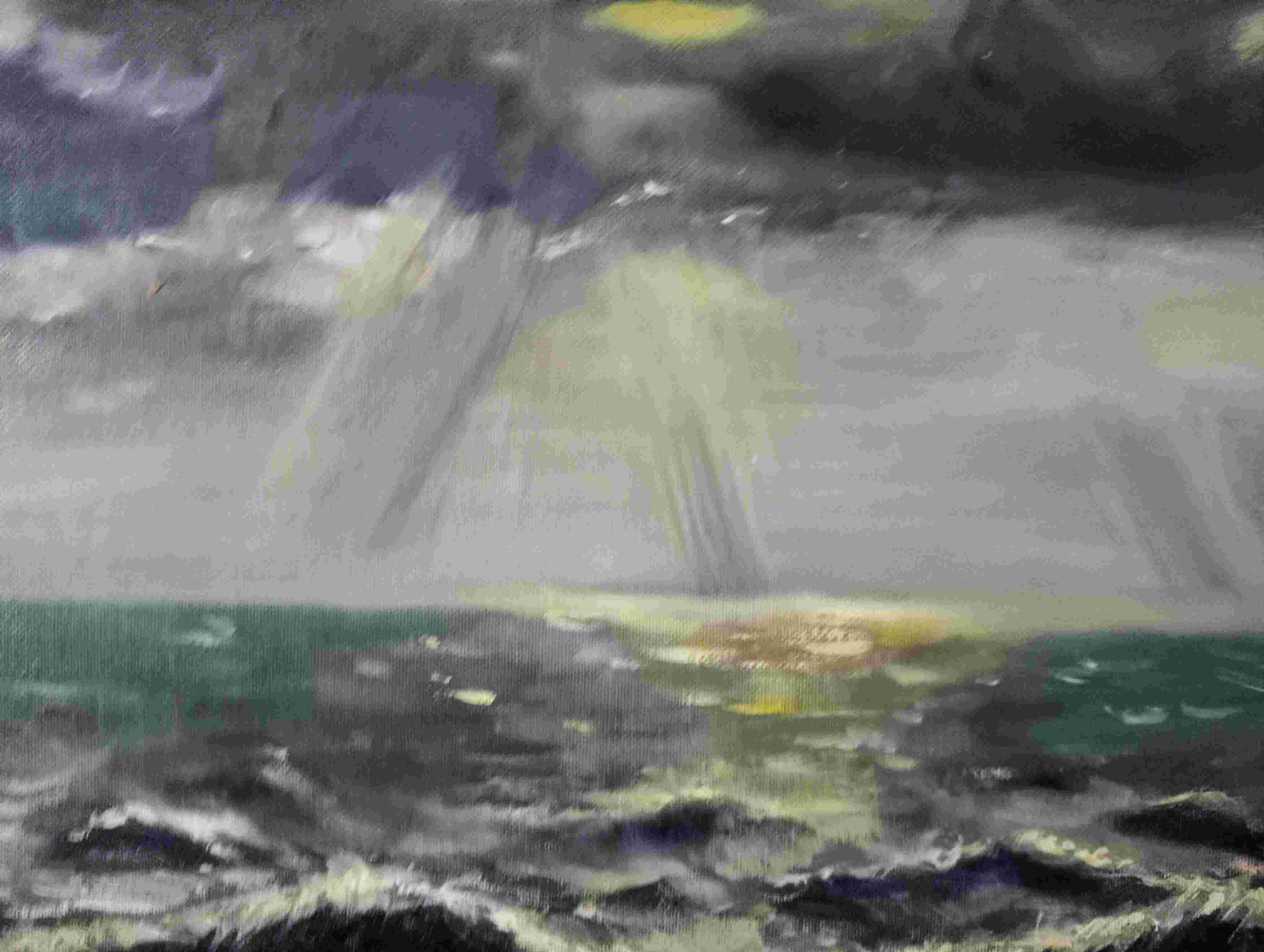 Tableau peinture huile carton entoil� vagues 45 Clermont-Ferrand (63)