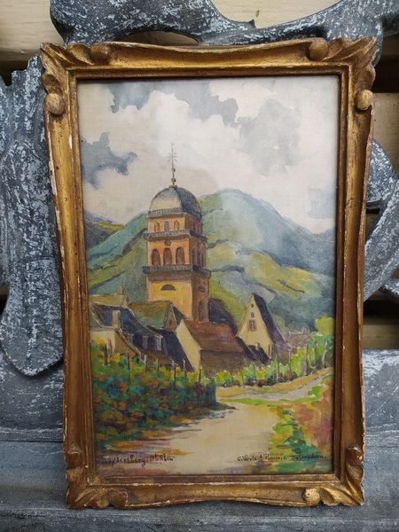 Tableau Peinture Kaysersberg Gilberte Pommier Zaborowska XXe 75 Loches (37)
