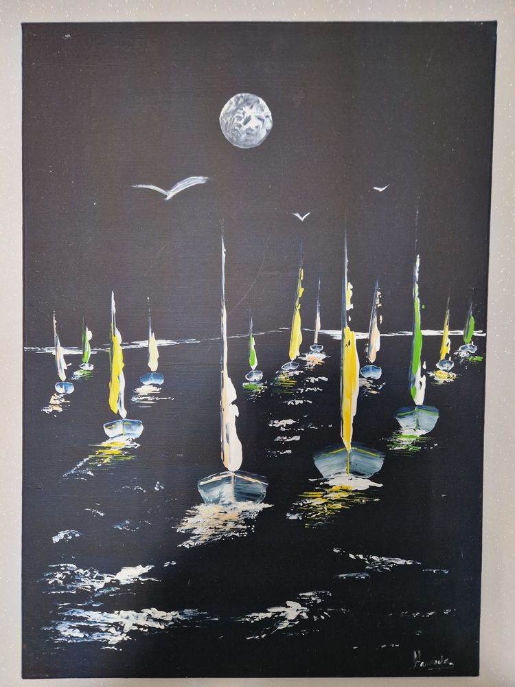 Tableau peinture main marine noire 40 Fameck (57)