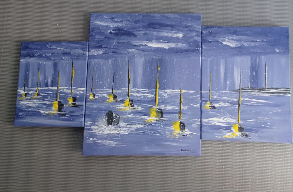 TABLEAU PEINTURE MARINE peinture paysage bateaux Décoration