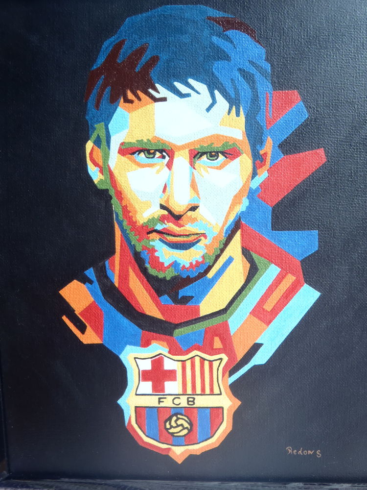 Tableau peinture portrait de LIONEL MESSI 80 Limoges (87)