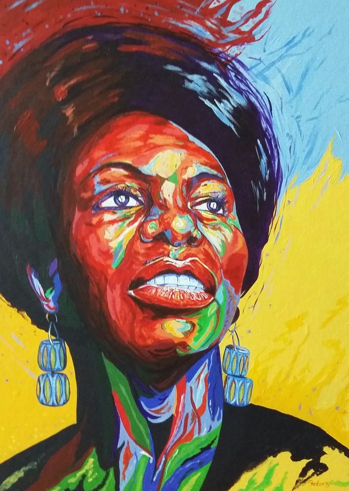 Tableau peinture : portrait de NINA SIMON 340 Verneuil-sur-Vienne (87)