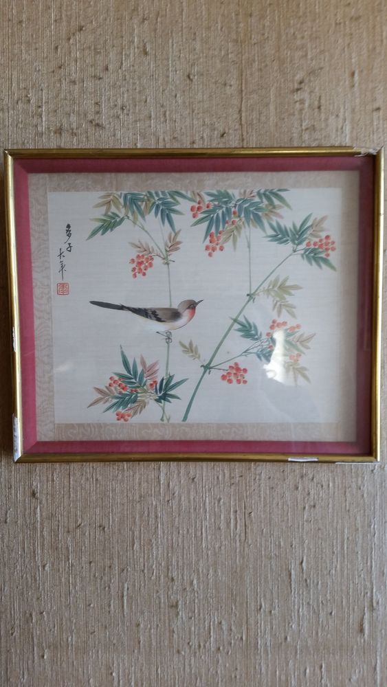 Tableau peinture sur soie chinois 40 Paris 13 (75)