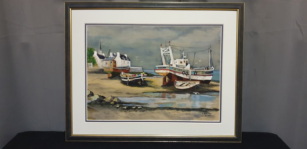 Tableau peinture sur soie - Paysage marin 50 Vence (06)