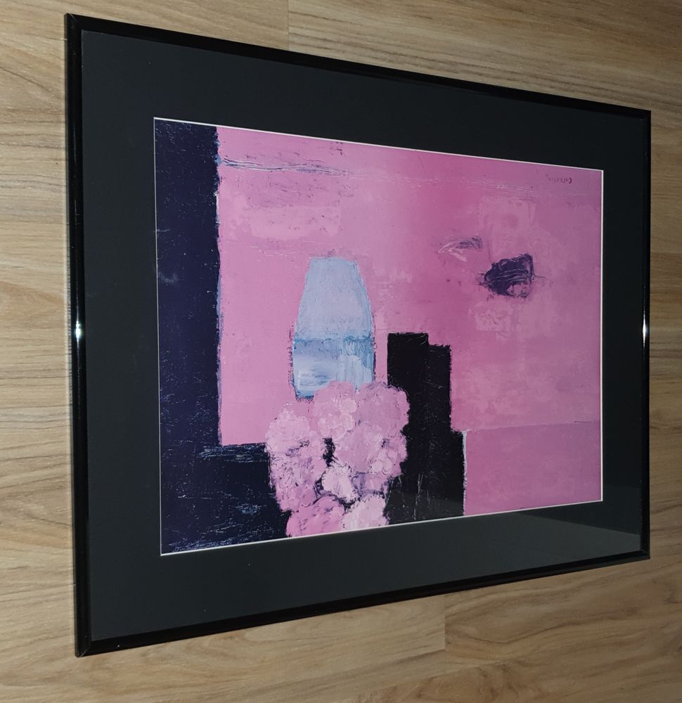 Tableau peinture sous verre Cathelin rose et noir 25 Betton (35)