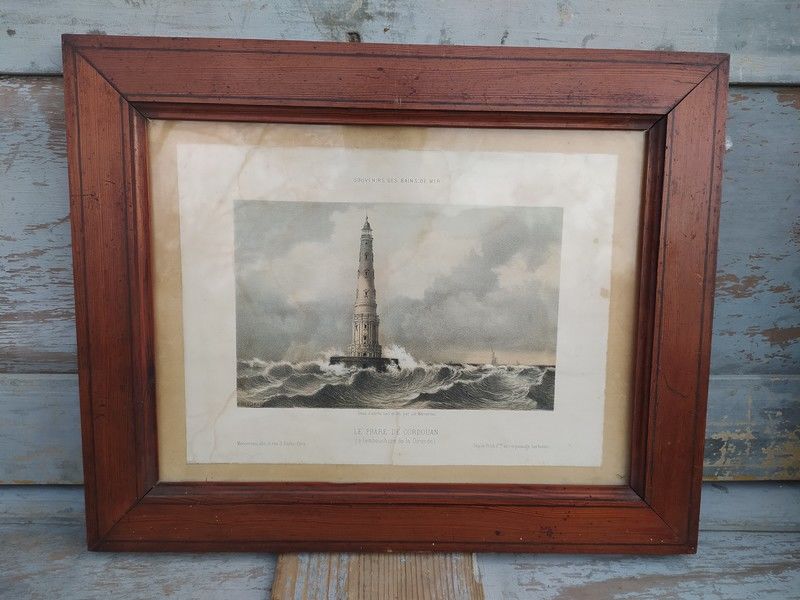Tableau Phare de Cordouan Gironde Lithographie Mercereau 60 Loches (37)