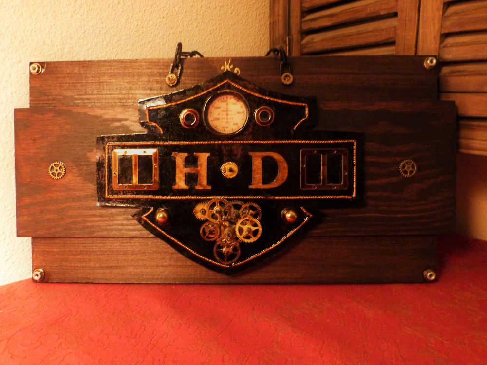 Tableau Plaque  OLD HARLEY-DAVIDSON  Steampunk 55 Mont-de-Marsan (40)