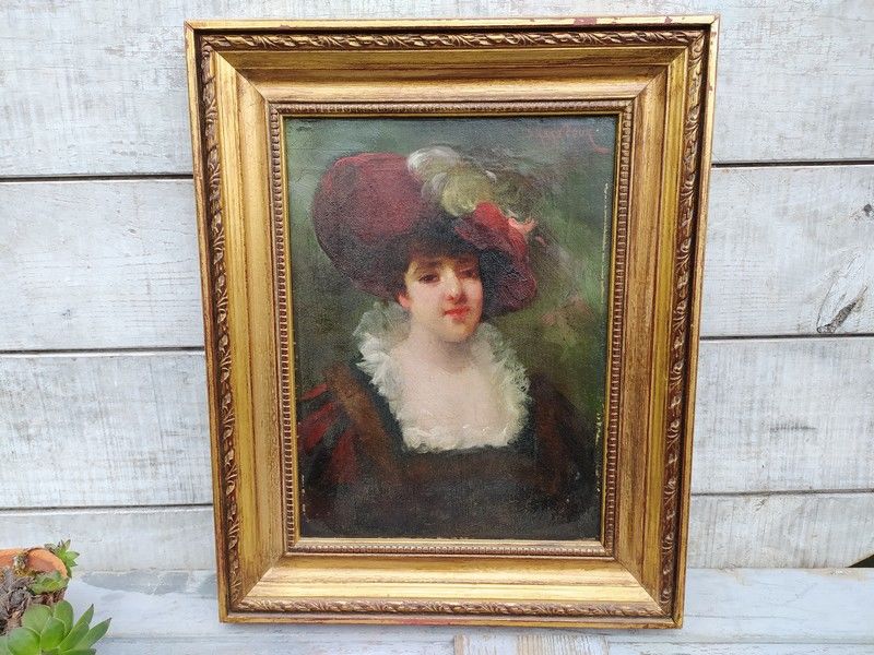 Tableau Portrait F�minin ca1900 Sign� d'Abancourt 180 Loches (37)