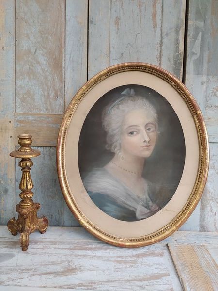 Tableau Portrait F�minin Dessin Pastel Style XVIII�me 250 Loches (37)
