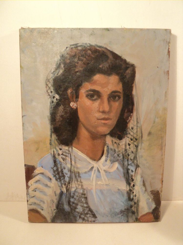 Tableau Portrait Femme � la Mantille Espagne Orientalisme. 75 Loches (37)