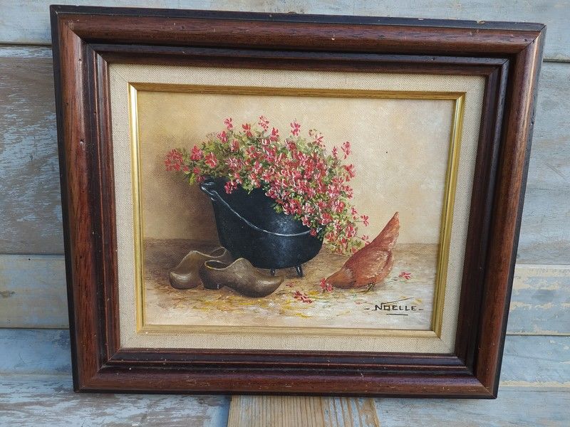 Tableau Poule et G�ranium D�co Campagne Style Ferme 65 Loches (37)