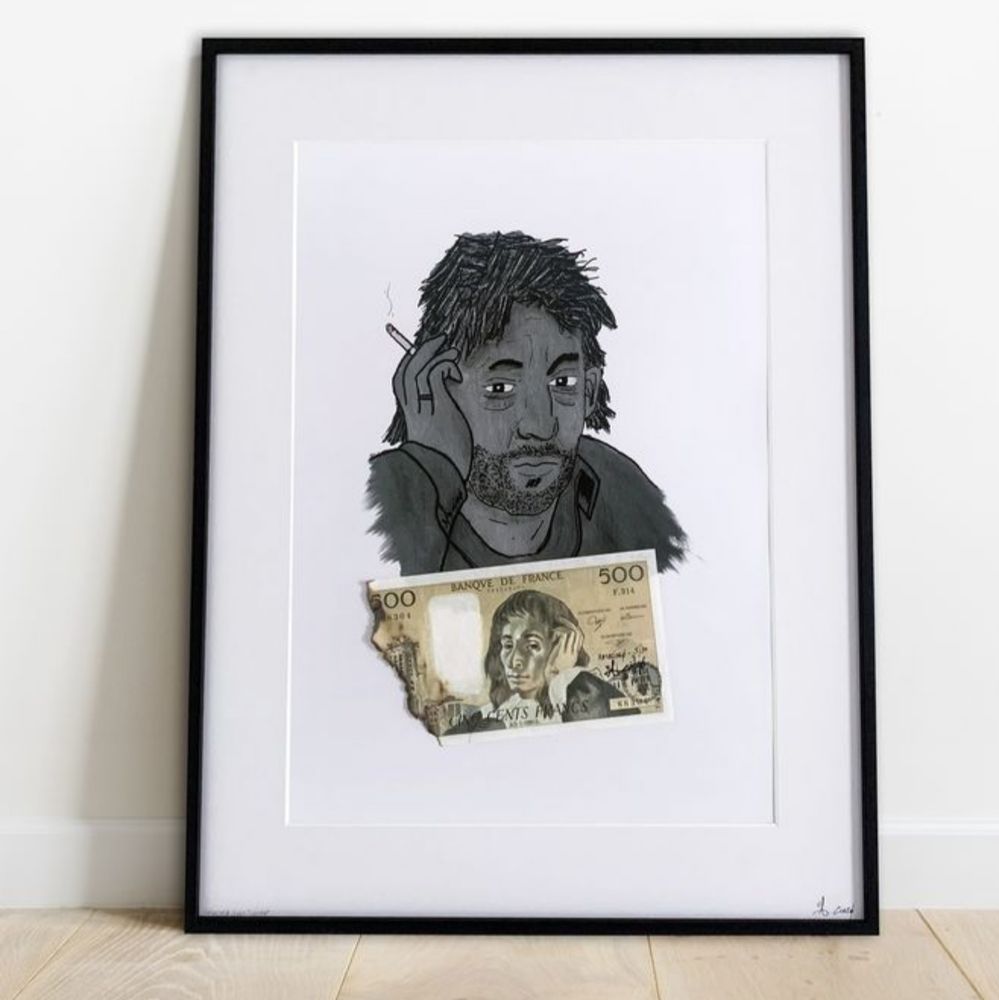 tableau Serge Gainsbourg 500 franc véritable 1000 Villetaneuse (93)