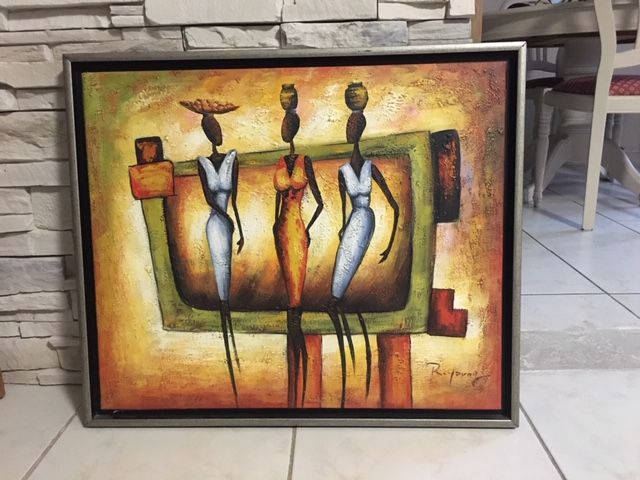 TABLEAU sign� : tr�s belle toile aux couleurs chatoyantes 100 Chelles (77)