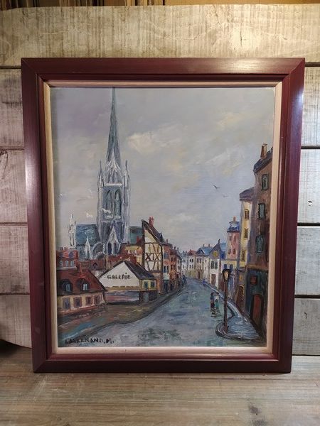 Tableau Ville Normande Maisons � Colombages Sign� Lallemand 70 Loches (37)