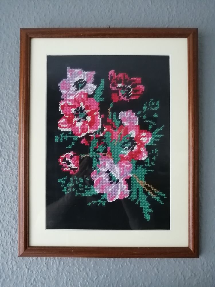 Tableau vintage CANEVAS en laine sous verre 30 Habsheim (68)