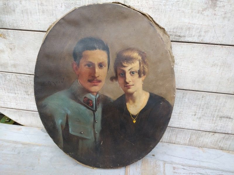 Tableau Zacharie Baton Couple Militaire R�giment 14-18 200 Loches (37)