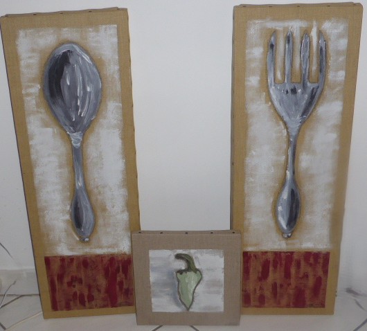 Lot de 3 tableaux cuill�re fourchette et piment vert 10 Rueil-Malmaison (92)