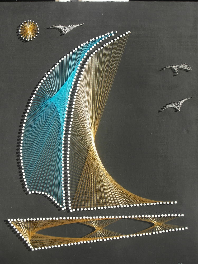 tableaux de fils et clous sur planche de bois 0 Coutras (33)