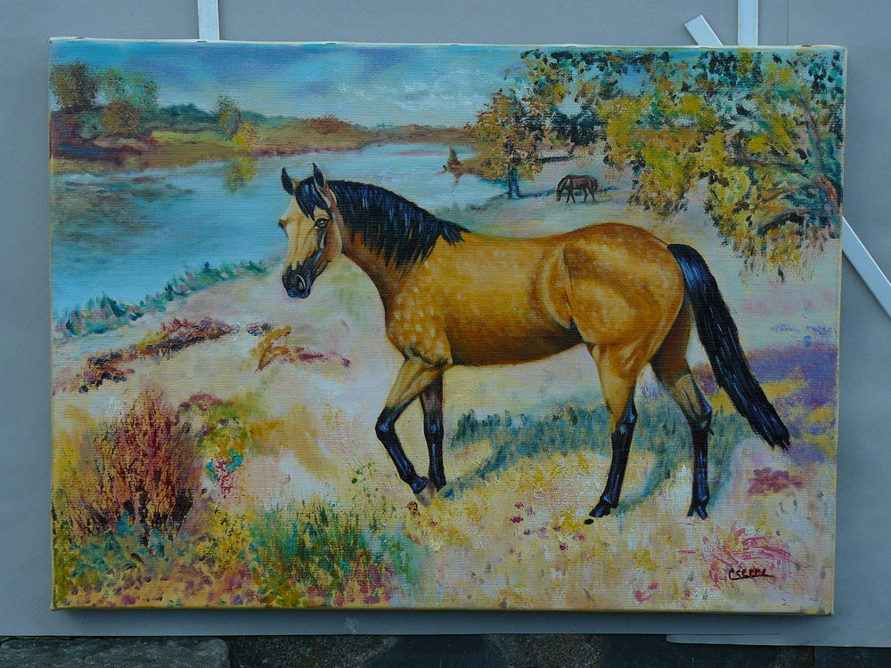  tableaux � l'huile vernis sur toile de lin 98 Saint-Gen�s-Champespe (63)