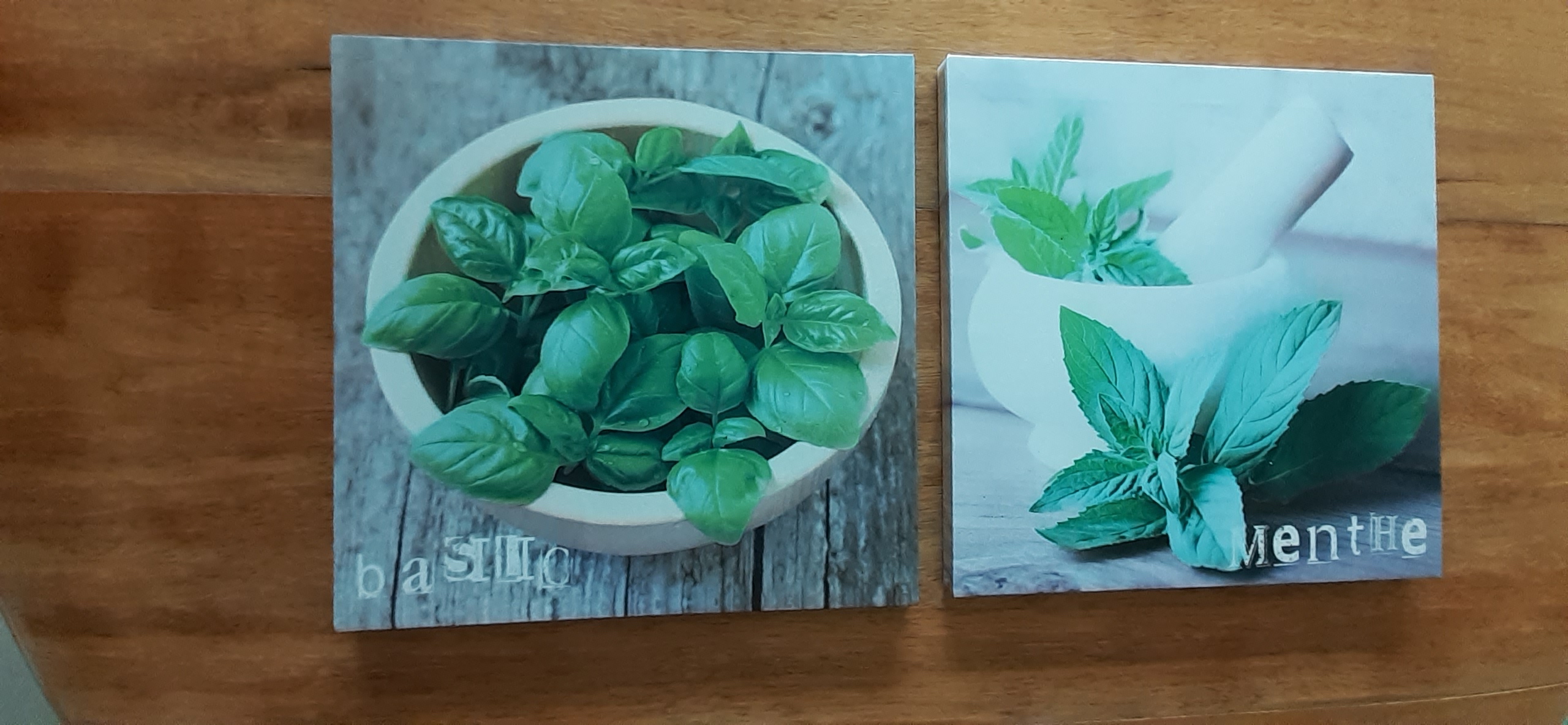 lot de 2 tableaux Motif Herbes Aromatiques 4 P�ronnas (01)