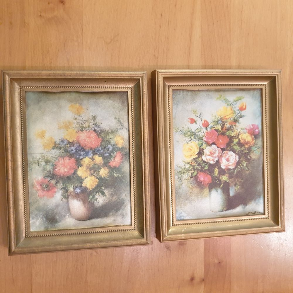 2 tableaux Nature morte : Bouquet de P. Sorel 14 X18cm 28 Antony (92)