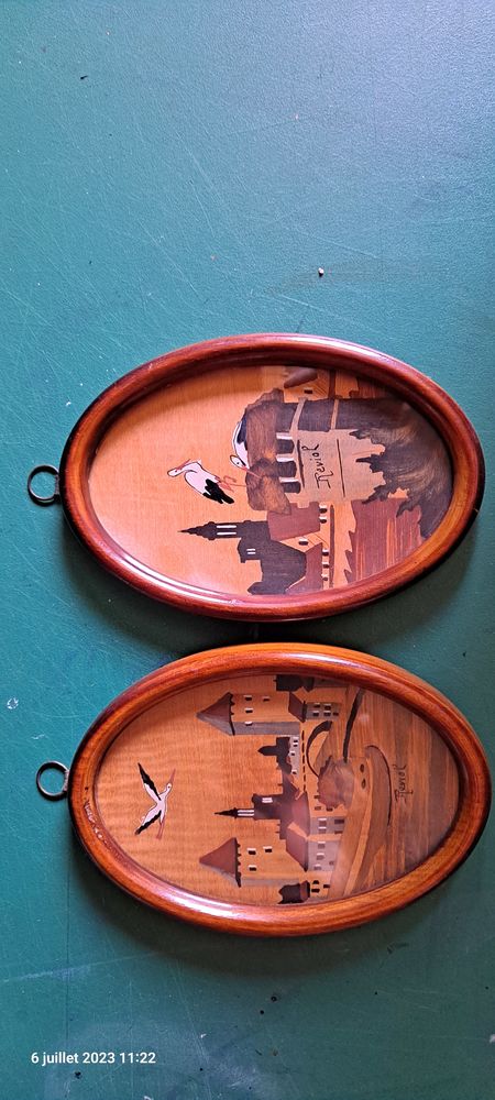 Lot 2 tableaux ovales en bois 30 Wintzenheim (68)