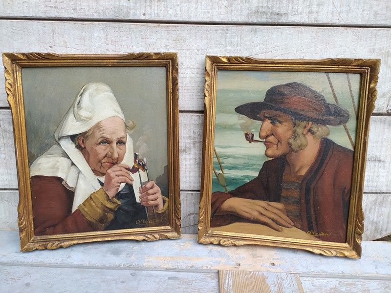 Tableaux Portraits Bretons habits Tradition Sign� A. Coudert 1 Loches (37)