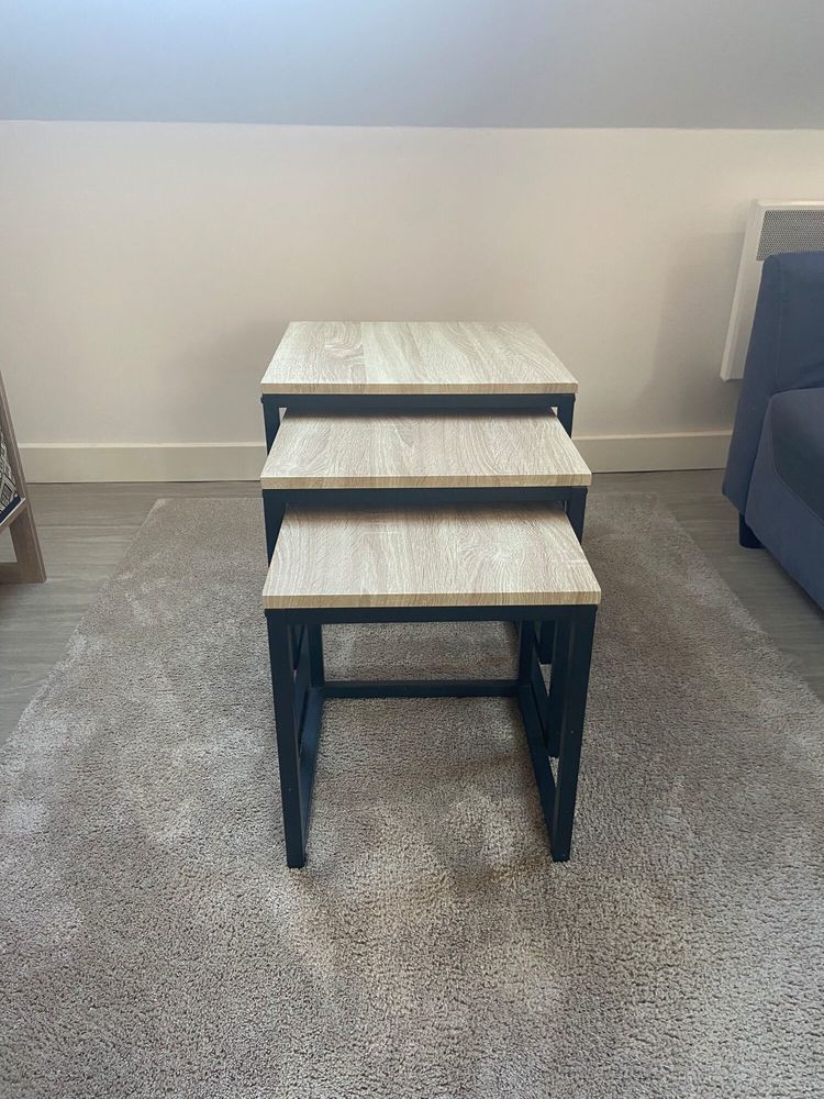 Tables basses gigognes effet bois et pieds noirs ? Tr�s bon 40 Lille (59)