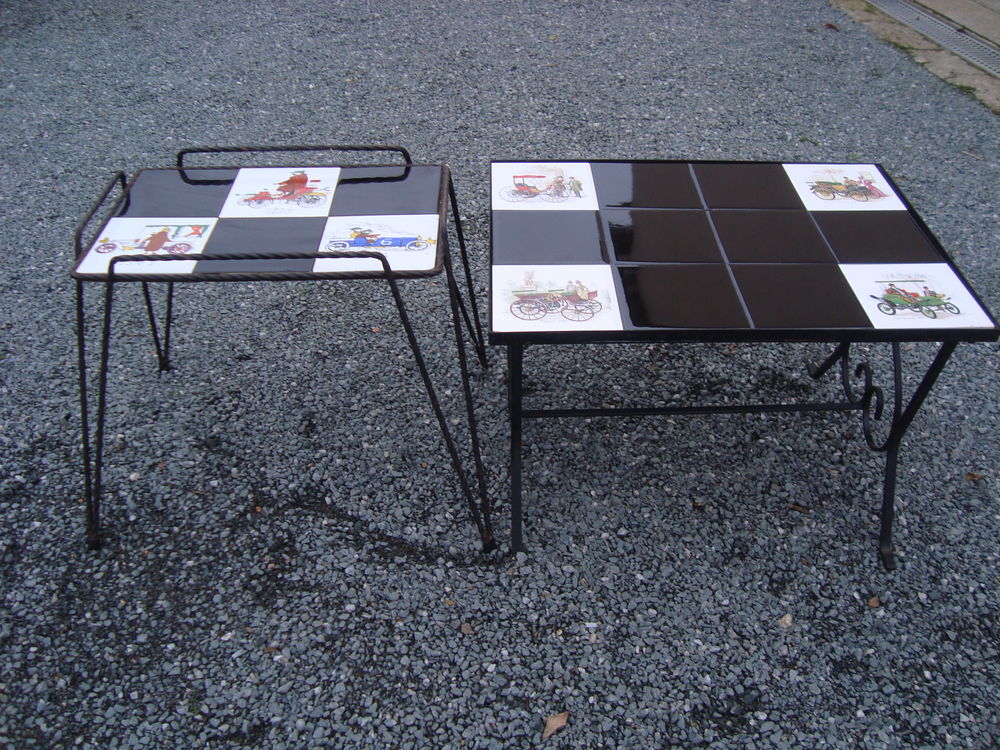 2 tables basses vintage fer forg� 18 Villev�que (49)