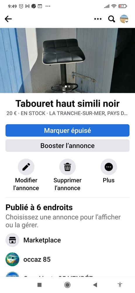 Tabouret de bar r�glable en hauteur 20 La Tranche-sur-Mer (85)