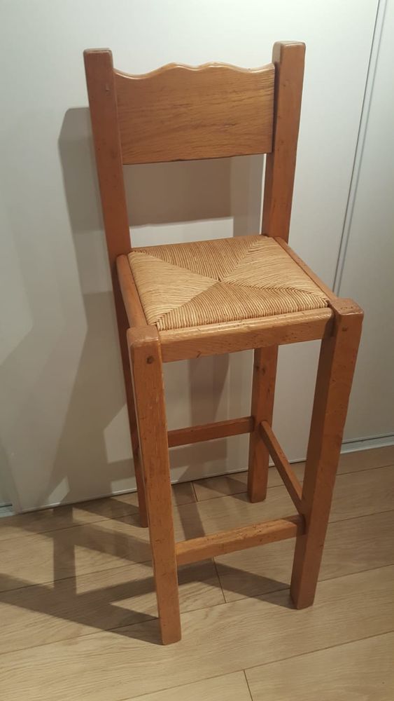 3 Tabourets de bar ch�ne assise paille 150 Saubrigues (40)
