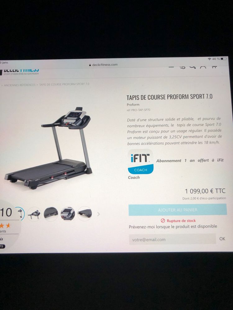 Tapis de course proform 0 Belgique