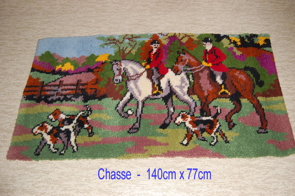 Tapis haute laine neuf en points nou�s sc�ne de chasse 40 Mouvaux (59)