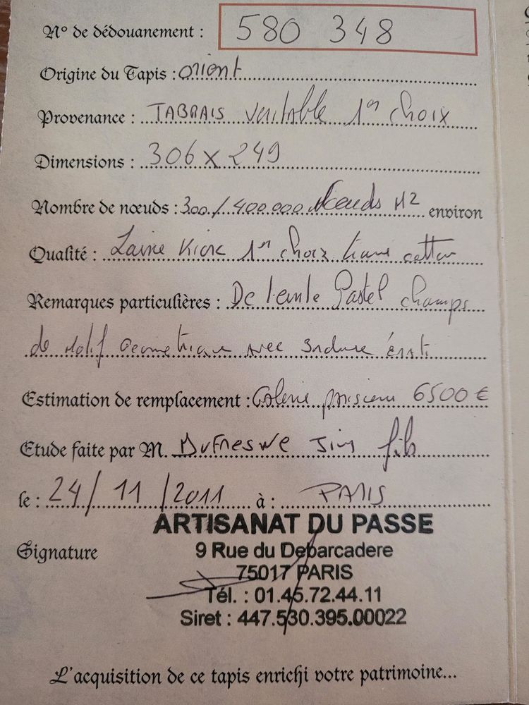 Tapis d'orient 4500 Aulnay-sous-Bois (93)