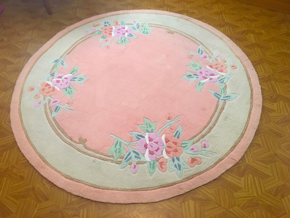 TAPIS ROSE ROND EN LAINE,  DIAM 150 CM 45 Saint-Flour (15)