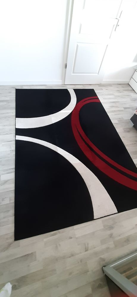 Tapis salon TWIN 160x230 tiss� noir et rouge rectangle motif 100 Marlenheim (67)