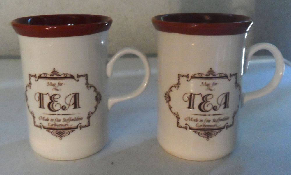 2 tasses � th� en fa�ence de la manufacture Churchill neuves 50 Castries (34)