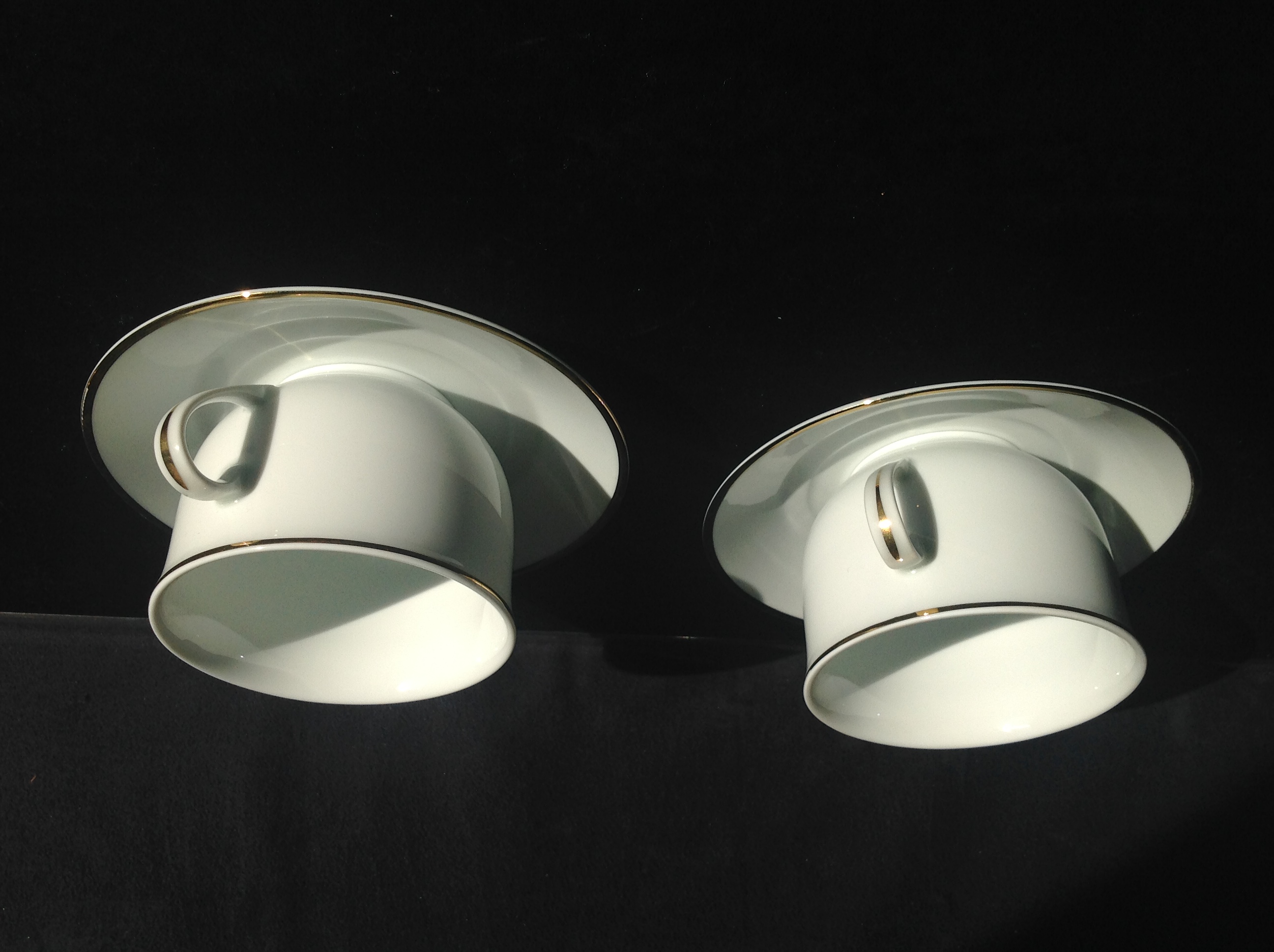 2 TASSES + SOUCOUPES en PORCELAINE LIMOGES D�COR SOLOGNE Env 34 Tr�gunc (29)