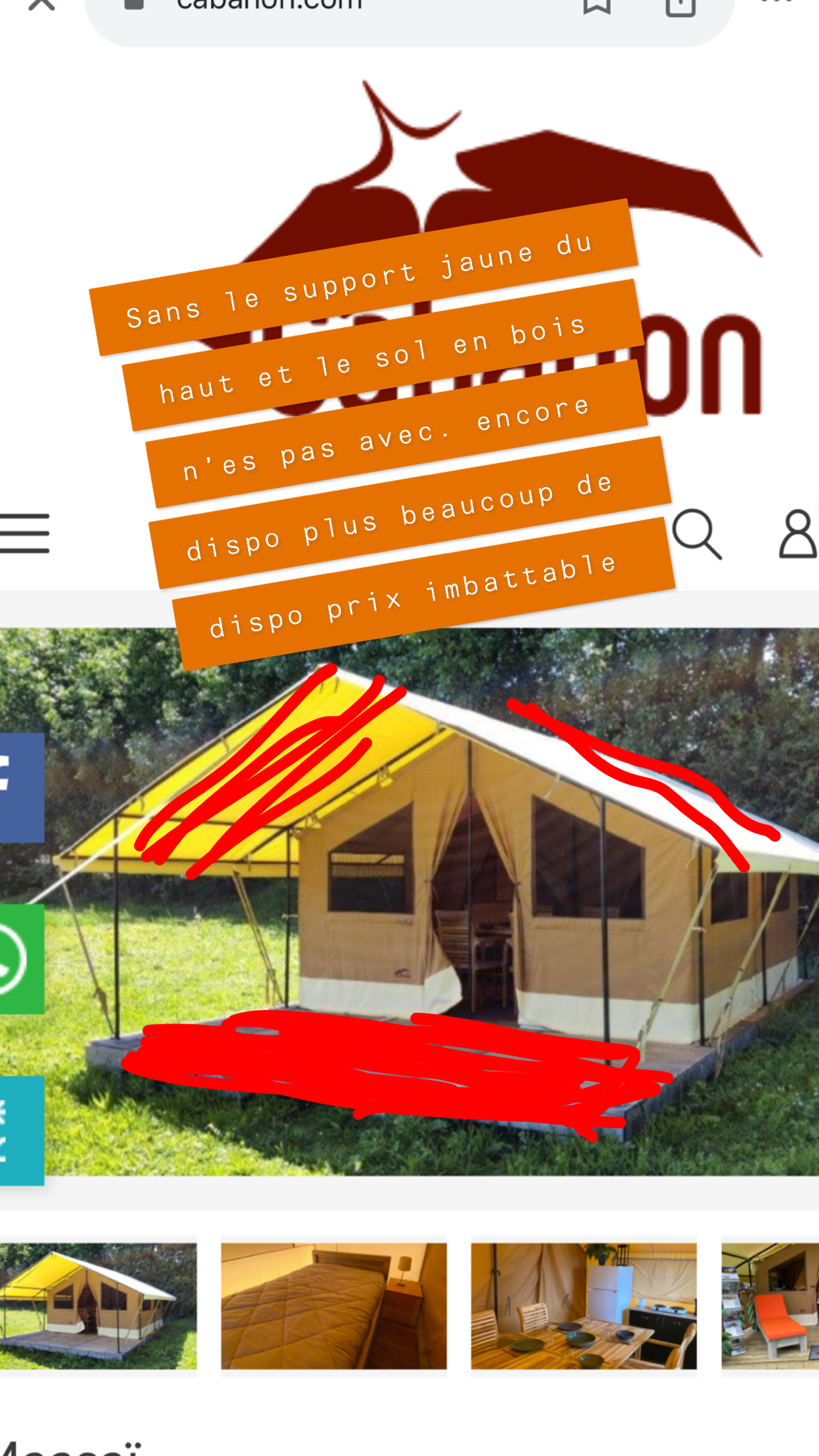 Tente cabanon masaa� 400 Les Lilas (93)