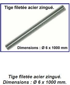 Tige Filet�e Galva  M 6 long 1 m   (lot de 60)
40 �tr�chy (91)