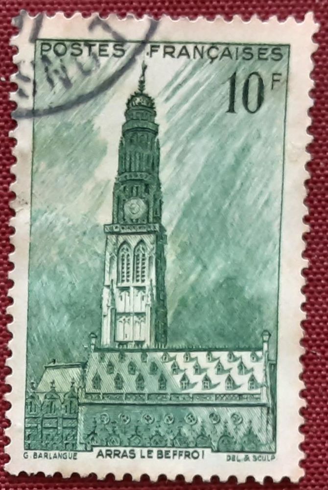 timbre ARAS le beffroi 10f oblit�r� 1 Pontoise (95)