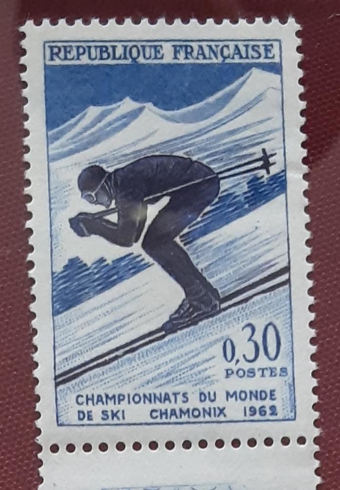 TIMBRE champioNnats du monde de ski CHAMONIX 1962 1 Pontoise (95)