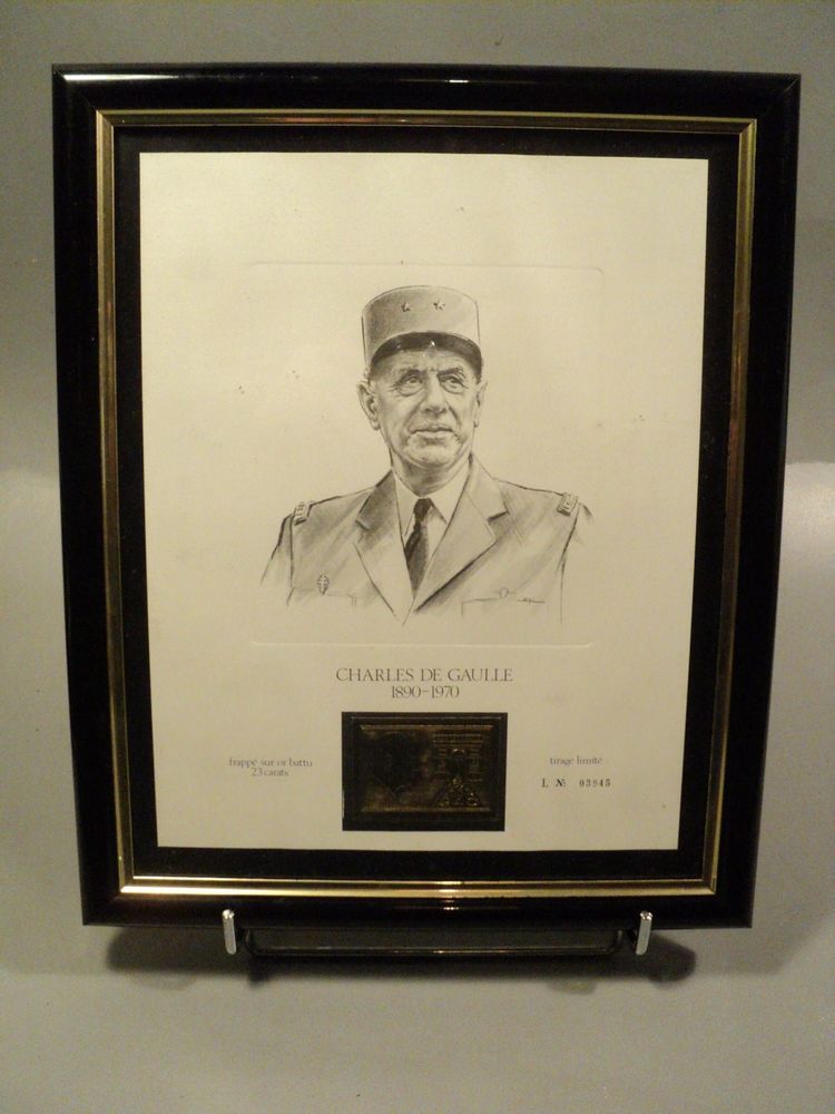 Timbre Charles De Gaulle frapp� sur Or Battu 23 carats. 35 Loches (37)