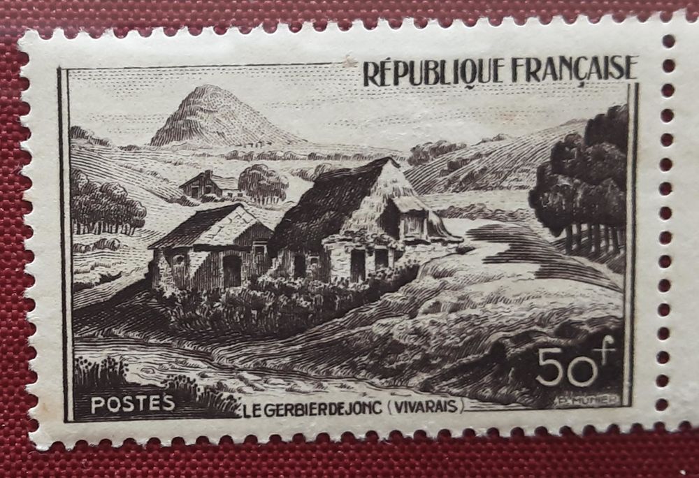 TIMBRE � collection VIVARAIS - le GERBIER DE JONC 50f 1 Pontoise (95)