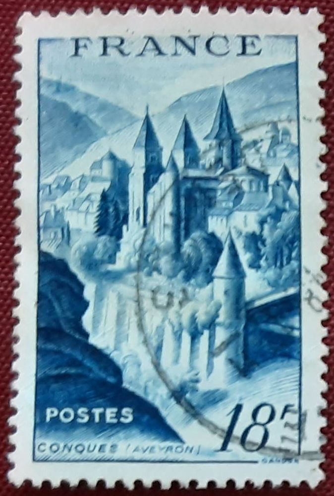 timbre CONQUES (Aveyron) 18f oblit�r� 1 timbre 1 Pontoise (95)